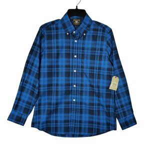Buzz Cuts Blue Plaid Long Sleeve Button Up Shirt Boys Size Large 14-16